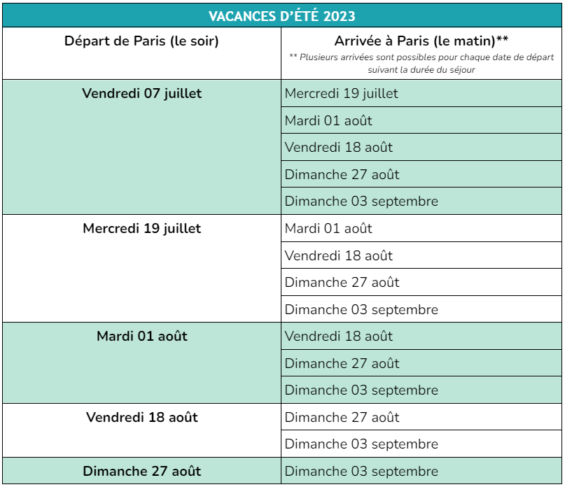 vacances calendrier ete 2023